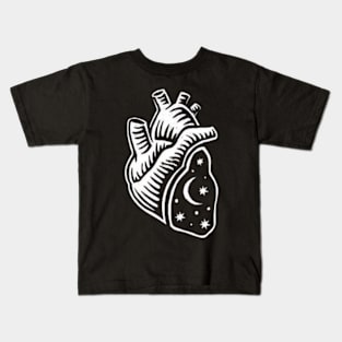 Starry PNL Heart - Digital Drawing - B&W Kids T-Shirt